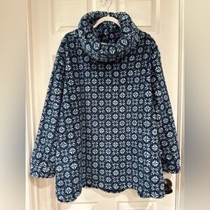 Berkshire Homewear 1X Wellsoft Cowl Neck Popover Reflecting Pond Blue NEW